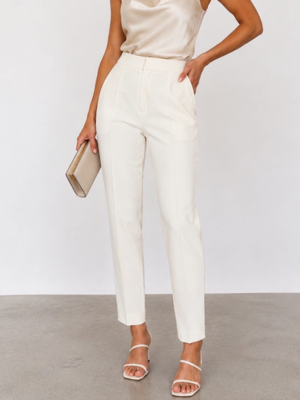 L'AGENCE Tailored Trousers Slim Off-White Ivory Stretch Dress Pants 6 NWT